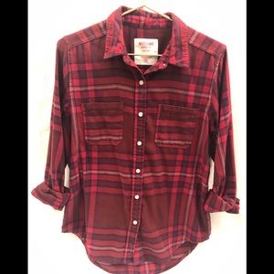 Red plaid flannel shirt